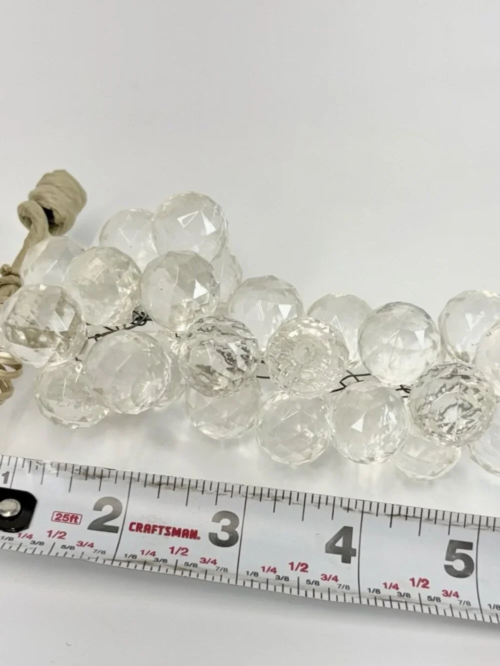 Vintage MCM Clear Faceted Lucite Acrylic Grapes Cluster With Faux Wood Stem